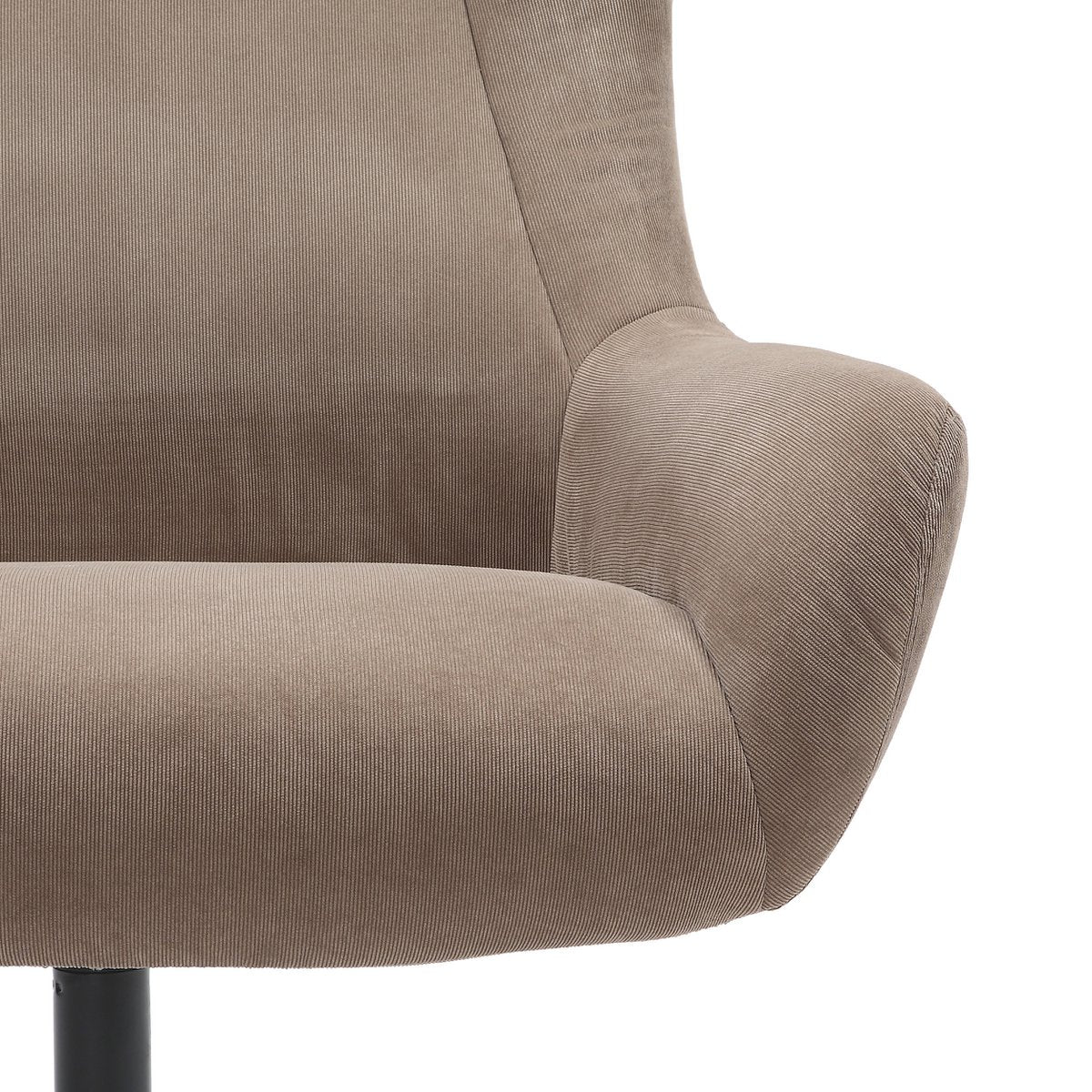 Fauteuil en kruk corduroy look bruin