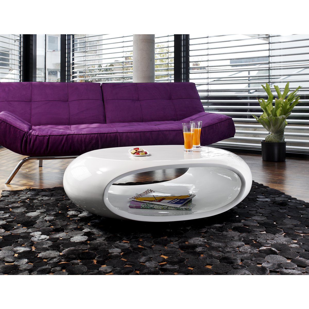 Salontafel 100x70x32 cm wit glasvezel