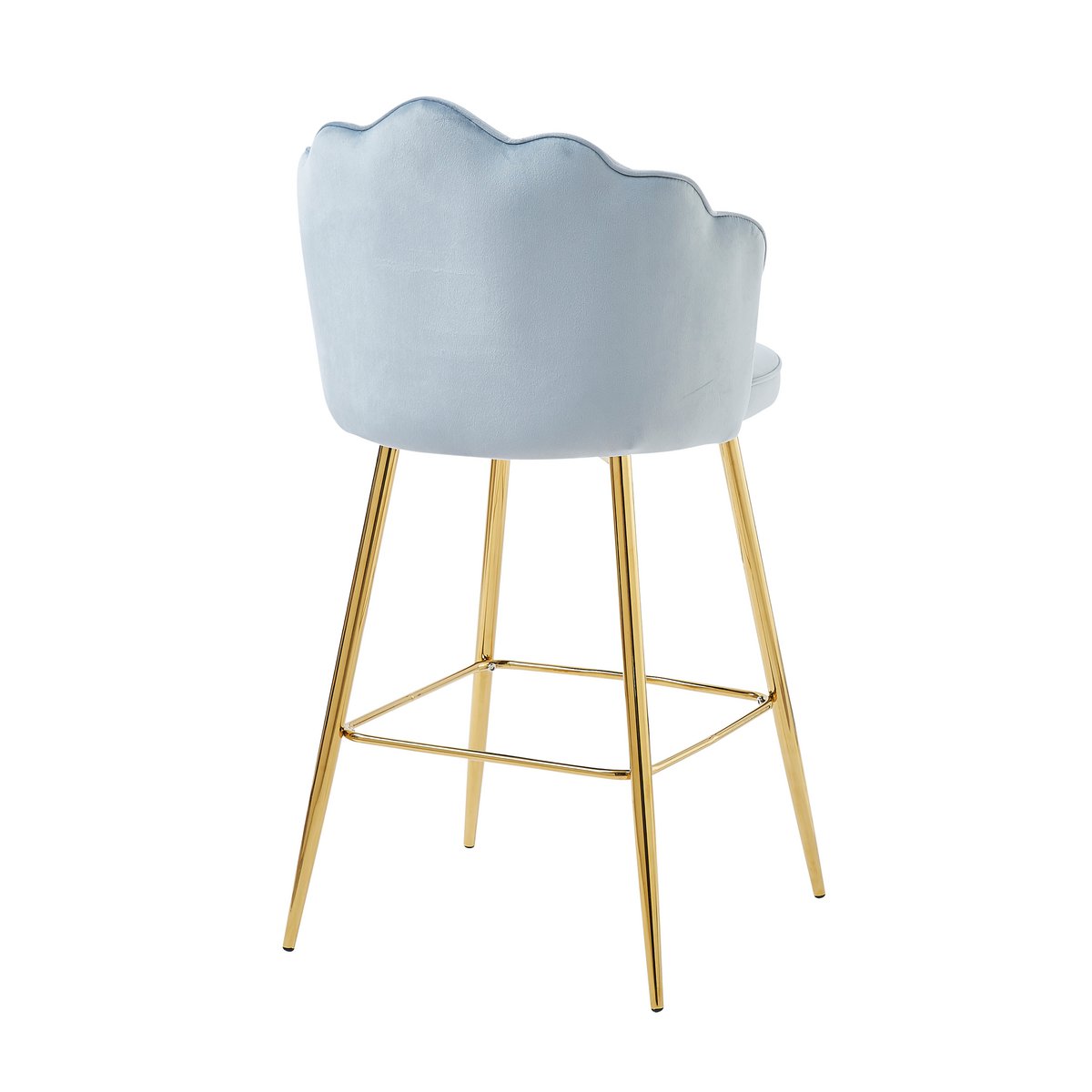 Set van 2 barkrukken met schelpdesign in lichtgrijs fluweel