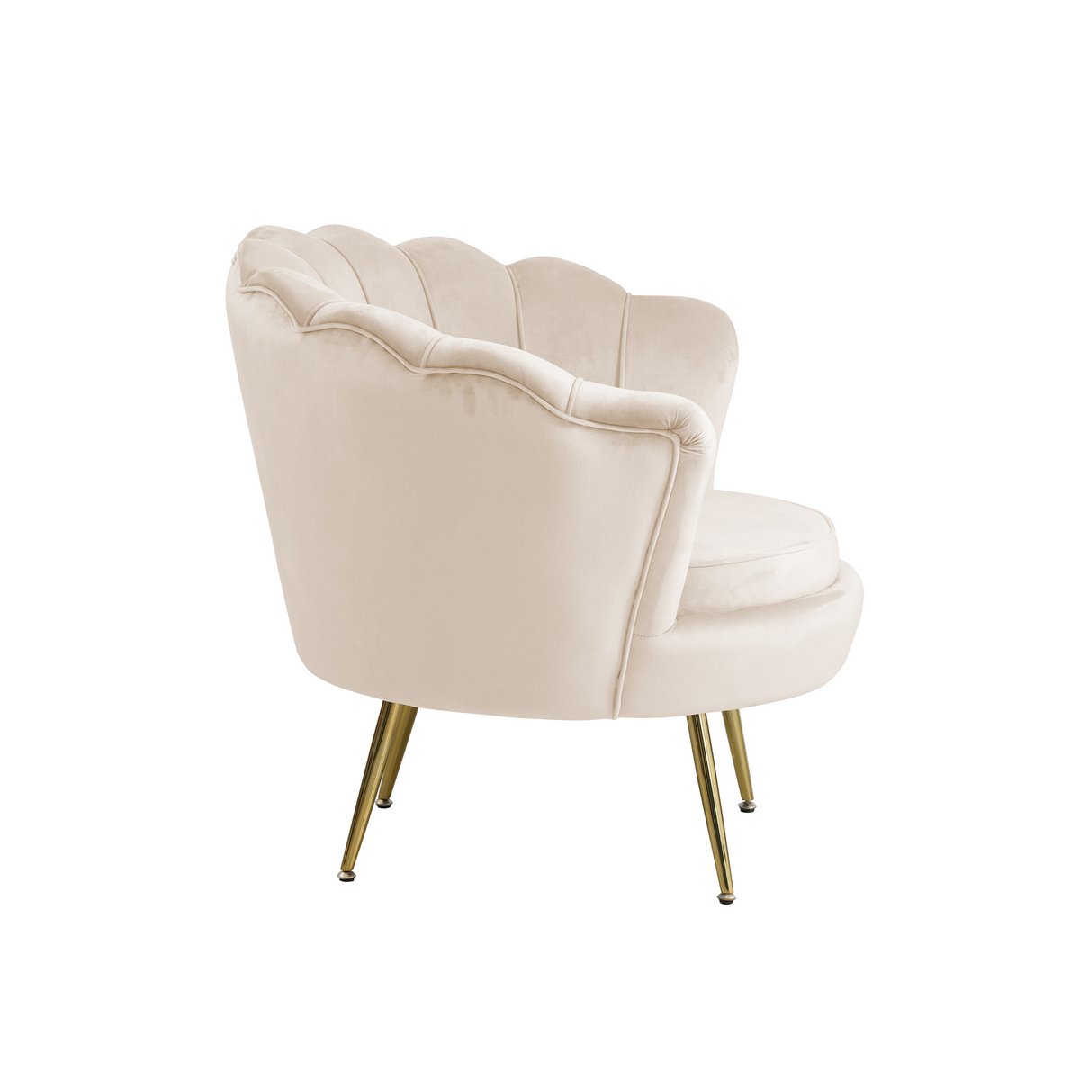 Shell fauteuil in beige fluweel