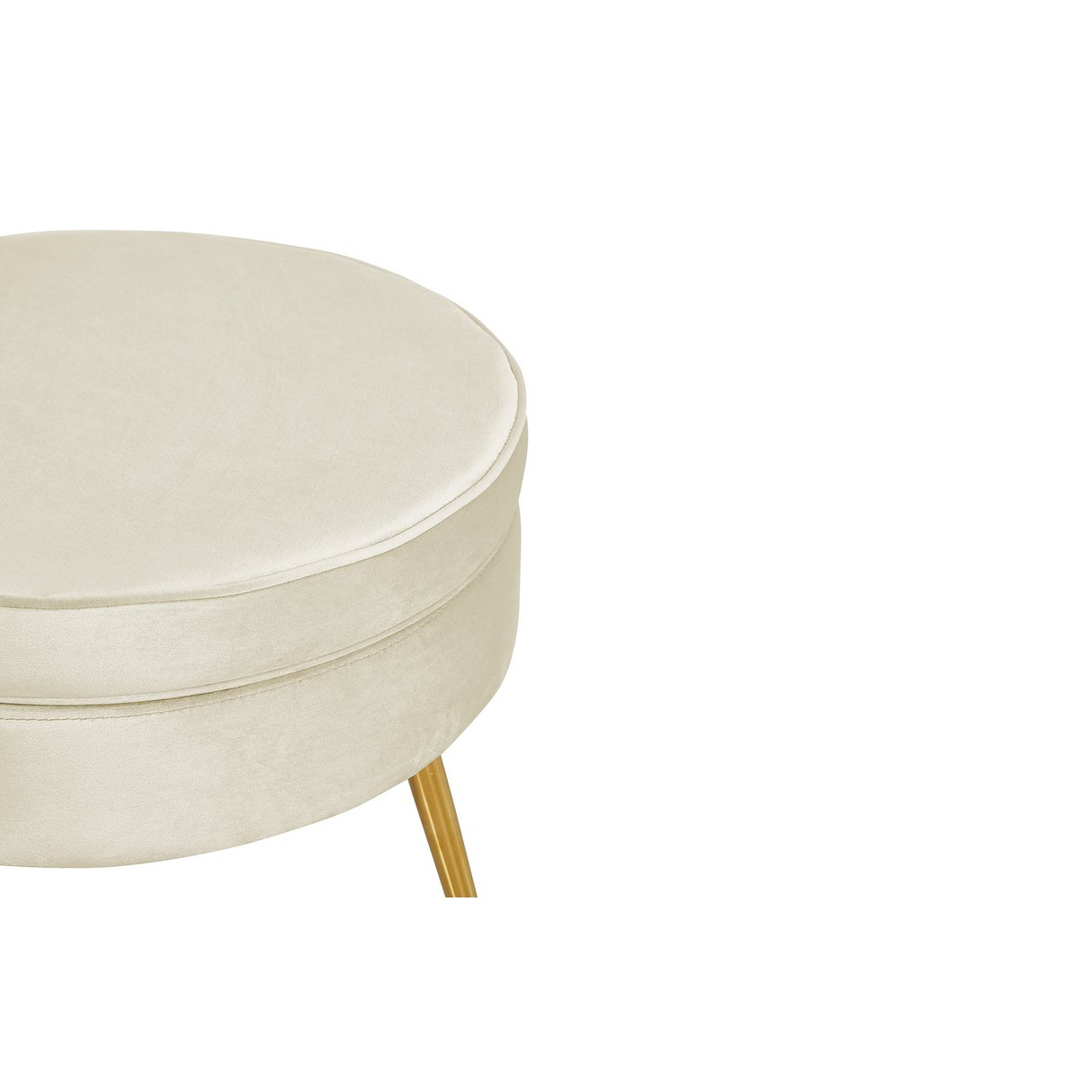 Ronde poef in beige fluweel