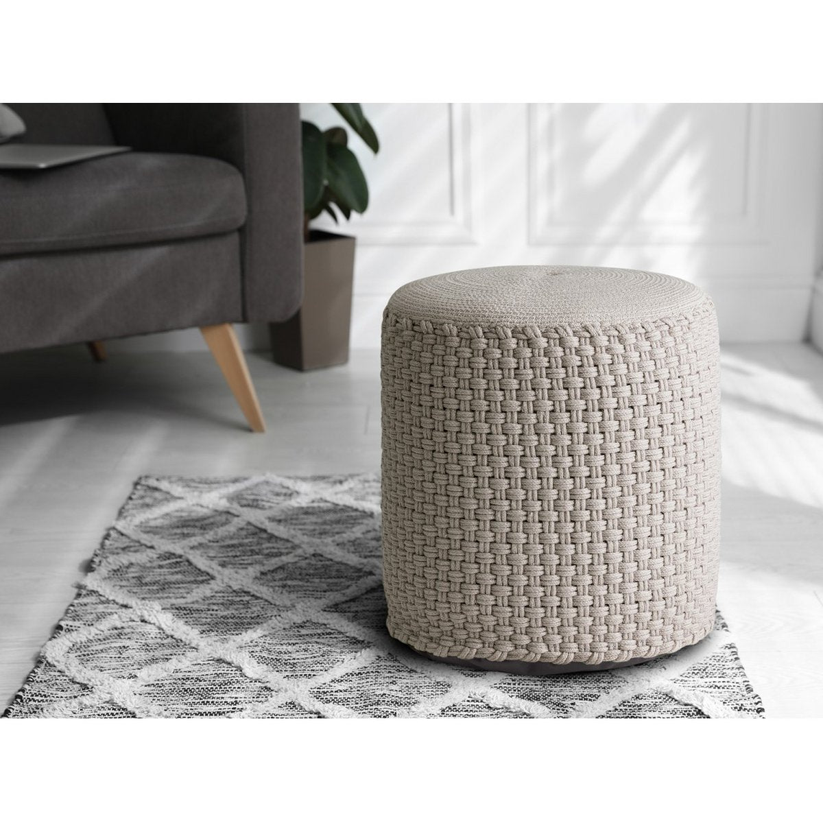 Krukken merino pouf outdoor Ø40 h45 cm stoel pouf kan worden vervuld