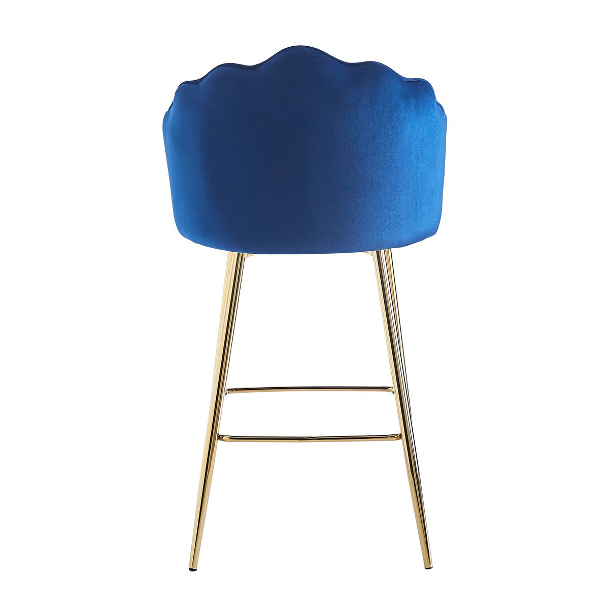 Barkrukken schelp design set van 2 gemaakt van donkerblauw fluweel