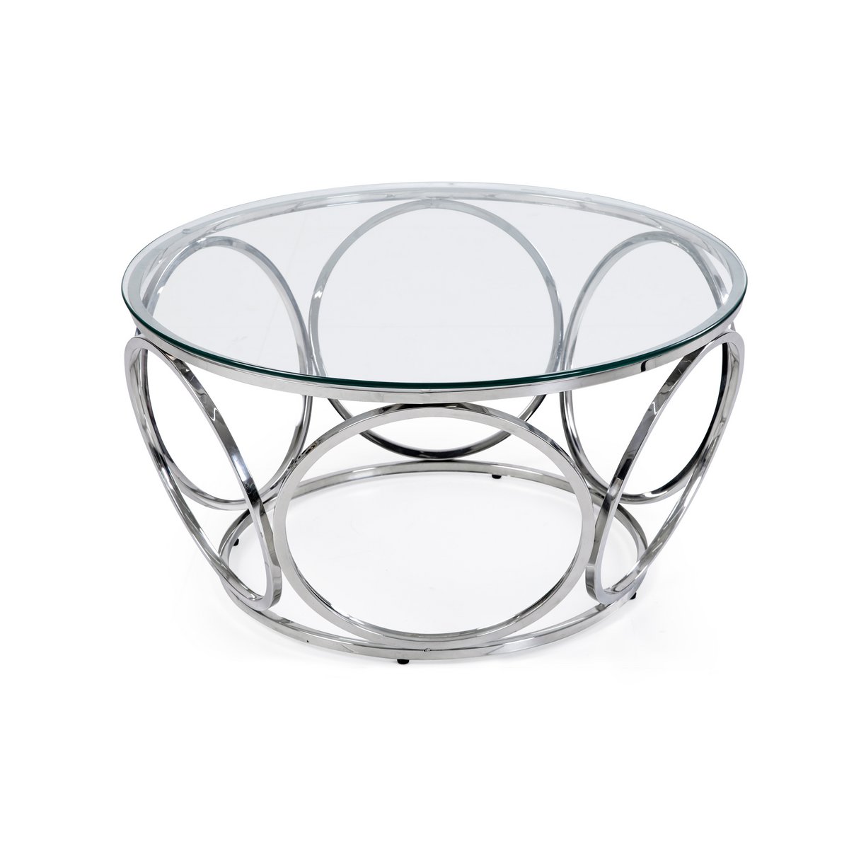 Salontafel Ø 80 cm zilver/helder glas