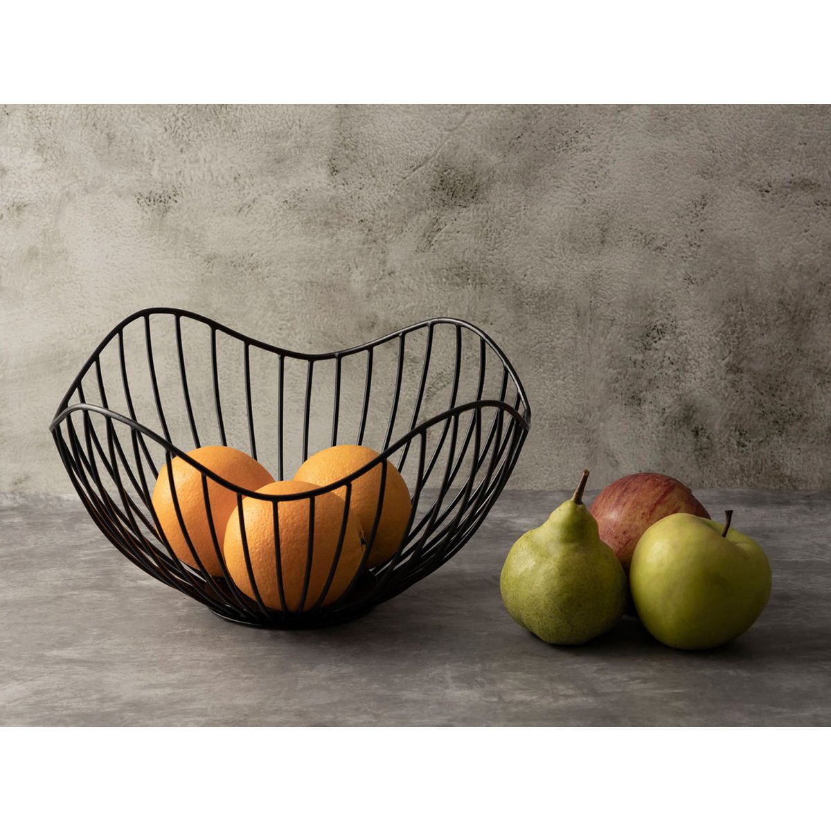 Fruitmand 16-delige metaal Ø 25 H 14 cm broodmand Set 2 x 8 PU fruitkom metaal zwart of gouden golf
