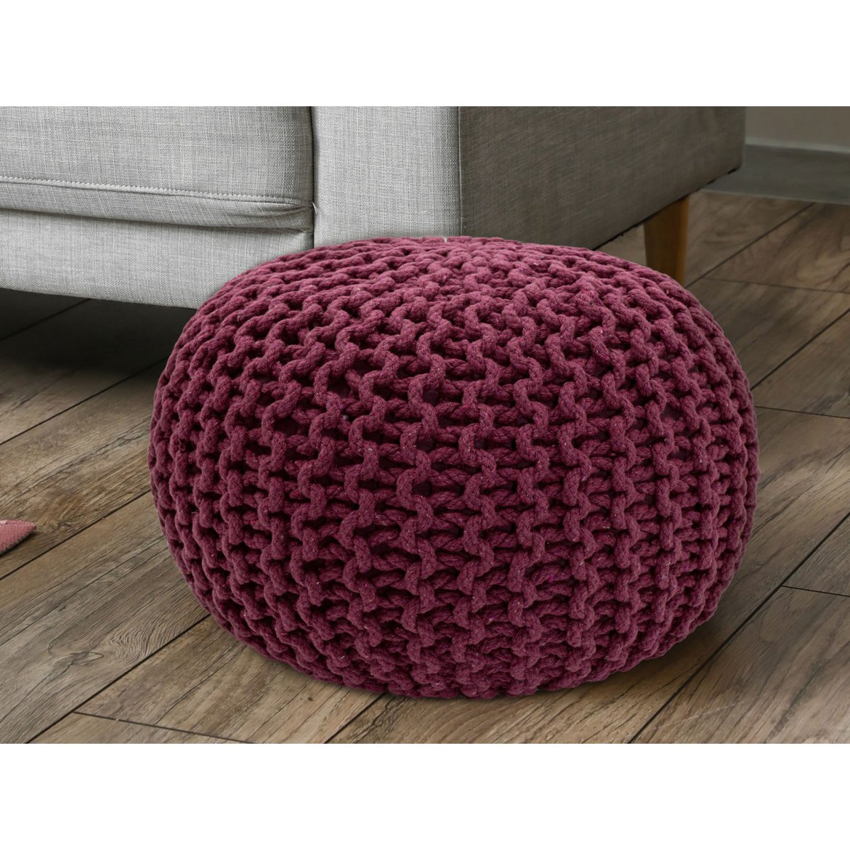 Brei -ontlasting pouf Ø 45 H 30 cm cm stoel pouf breien vloer kussen