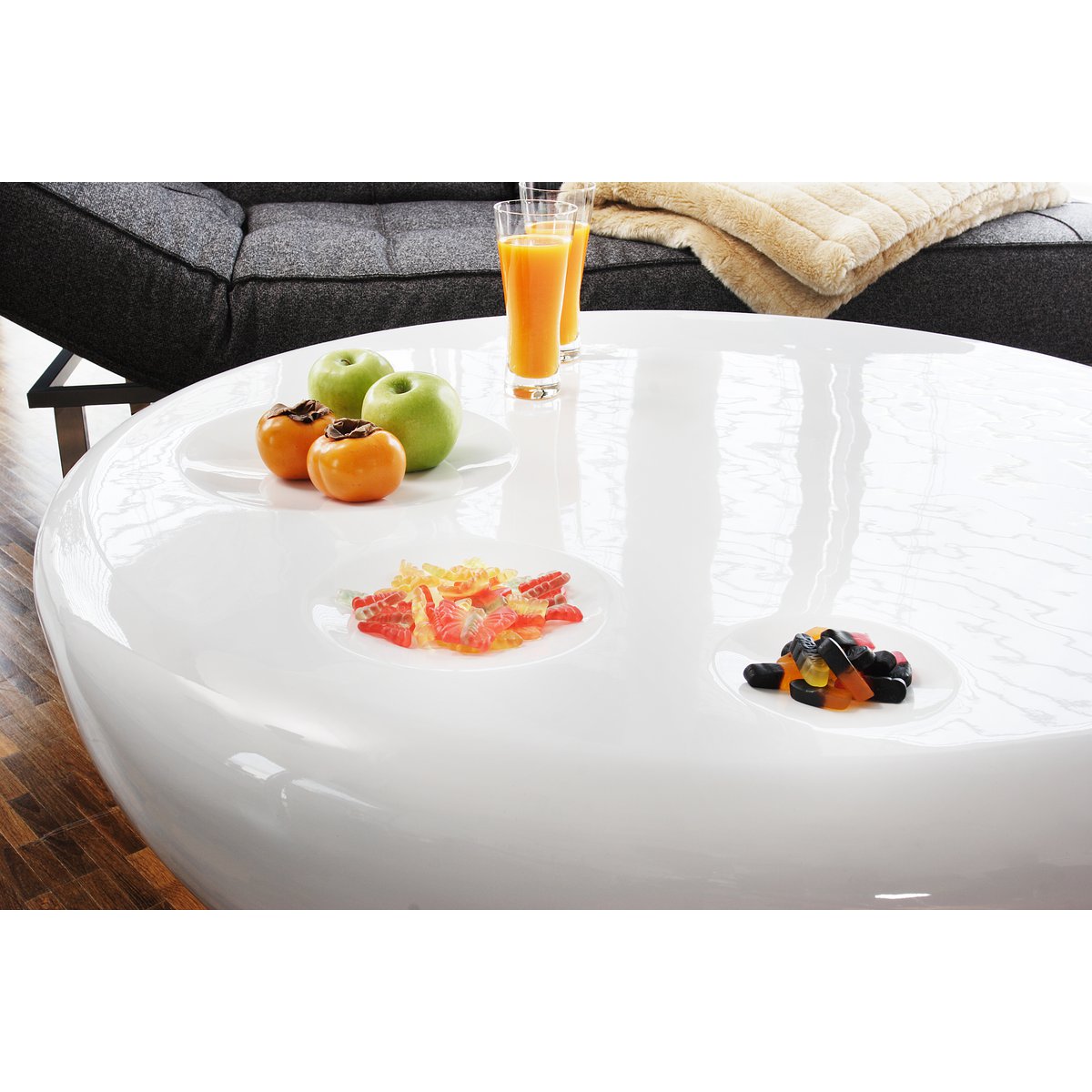 Salontafel Ø 100 cm rond wit glasvezel