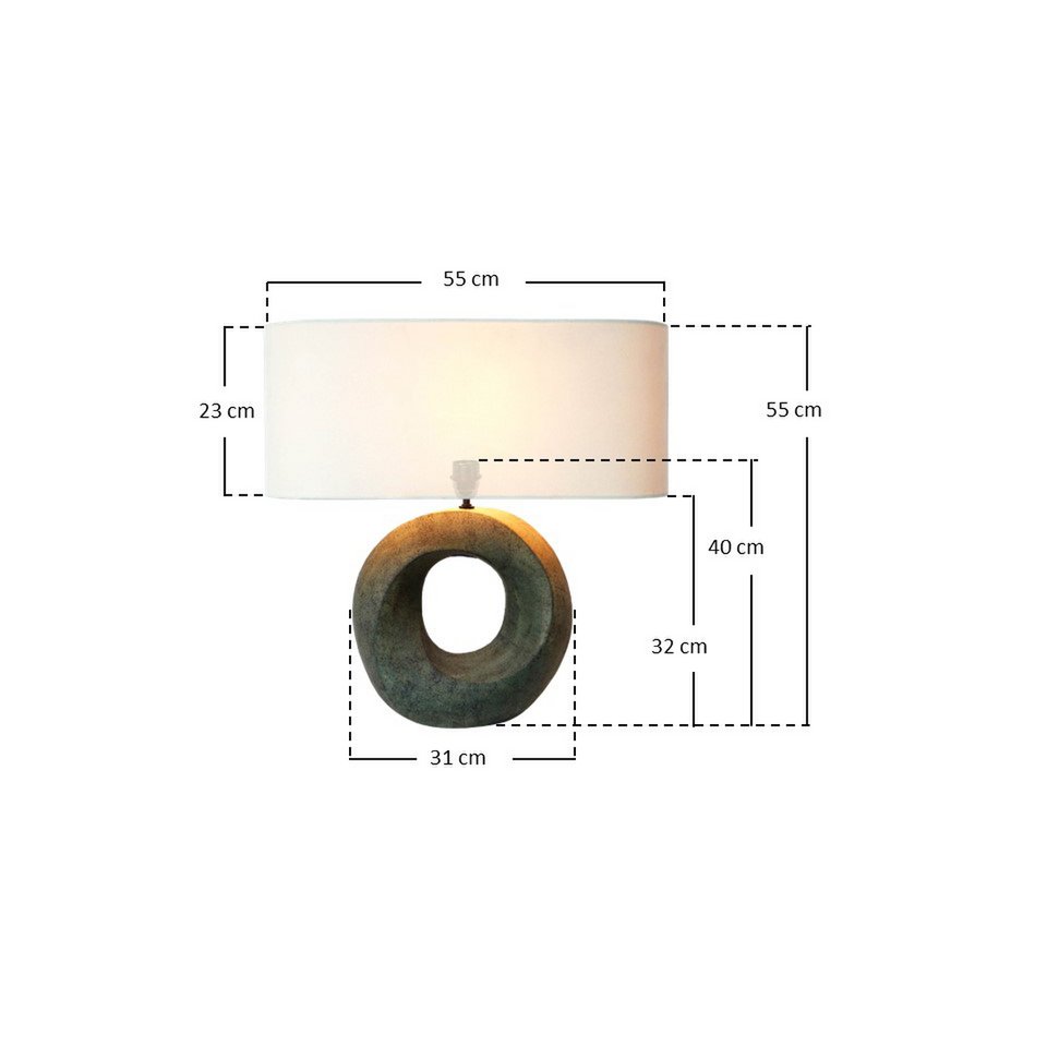 Tafellamp keramiek/linnengroen/beige