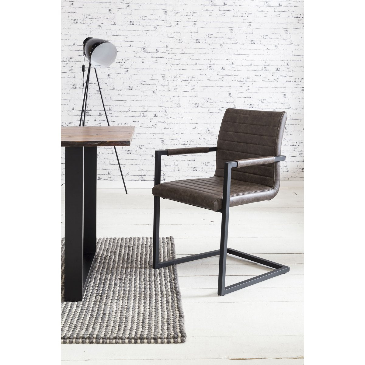 Eetkamerstoel, set van 2, donkerbruin kunstleer look