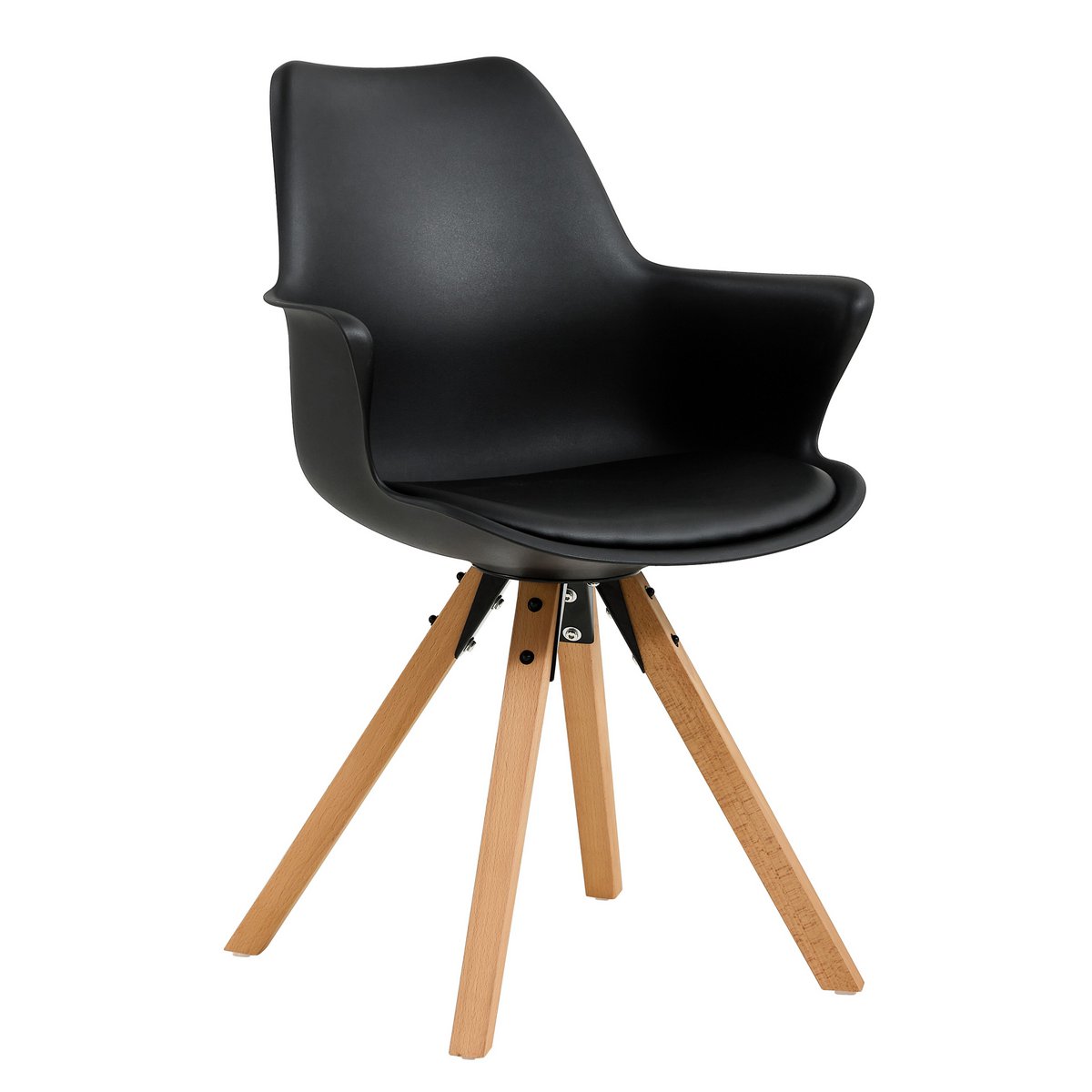 Fauteuil met kunststof schaal set van 2 zwart