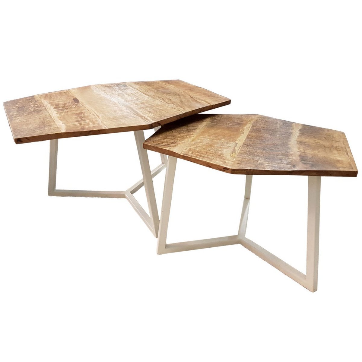 Salontafel set 2-delig woonkamertafel bijzettafel Paris metalen frame zwart wit of antiek zilver