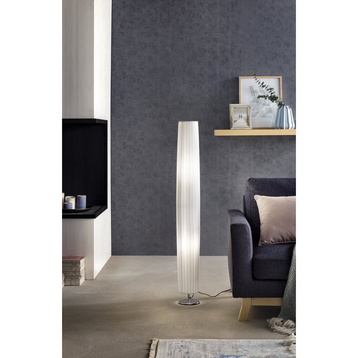 Vloerlamp 120 cm rond wit, chroom