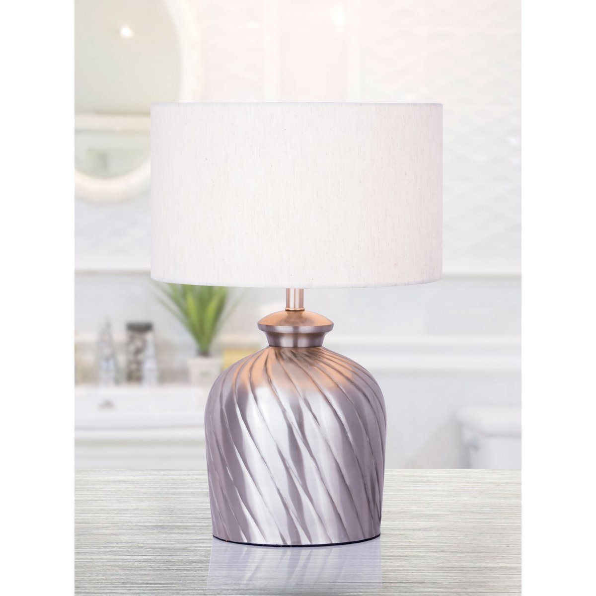 Tafellamp bedlamp ø 30 x H 52 cm tafellamp decoratieve lamp metalen voet goud zilver