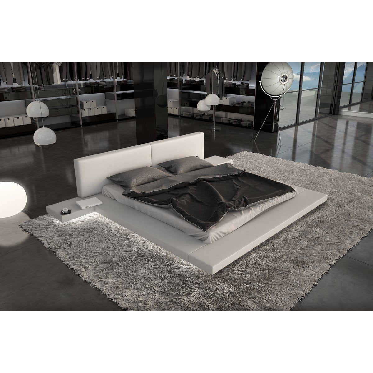 Gestoffeerd bed 140x200 cm wit kunstleerlook