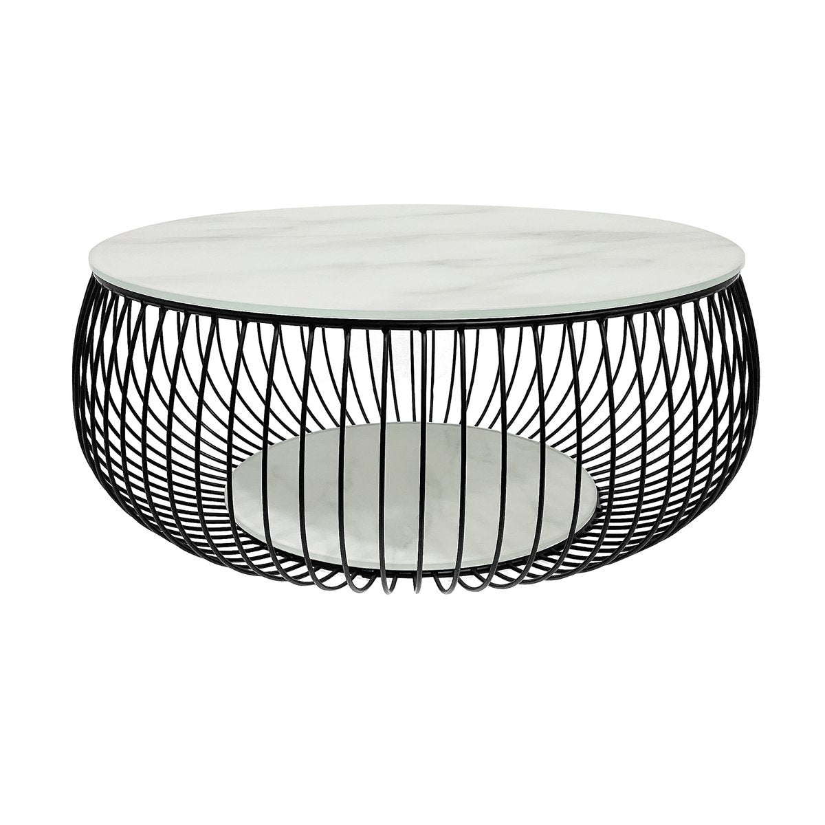 Salontafel Ø 86 cm zwart/wit