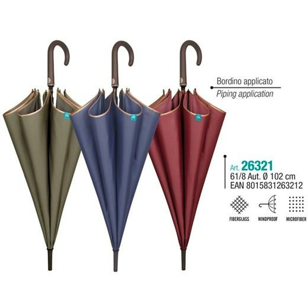 Paraplu Perletti 61/8 Soepel Met rand Microvezel 102 cm