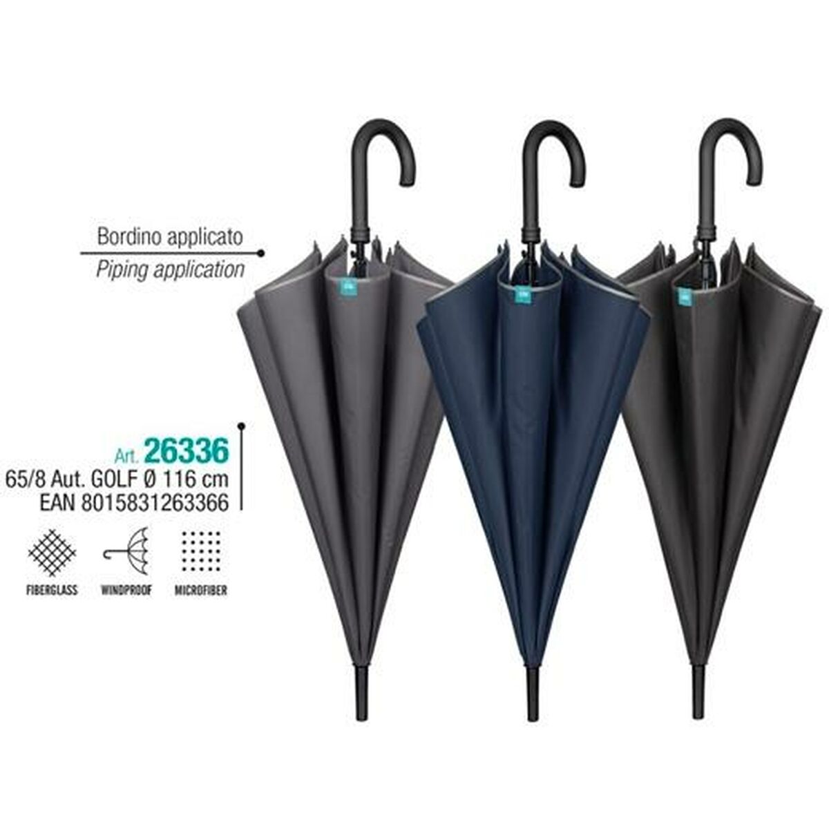 Paraplu Perletti 65/8 GOLF Soepel Met rand Microvezel Ø 116 cm