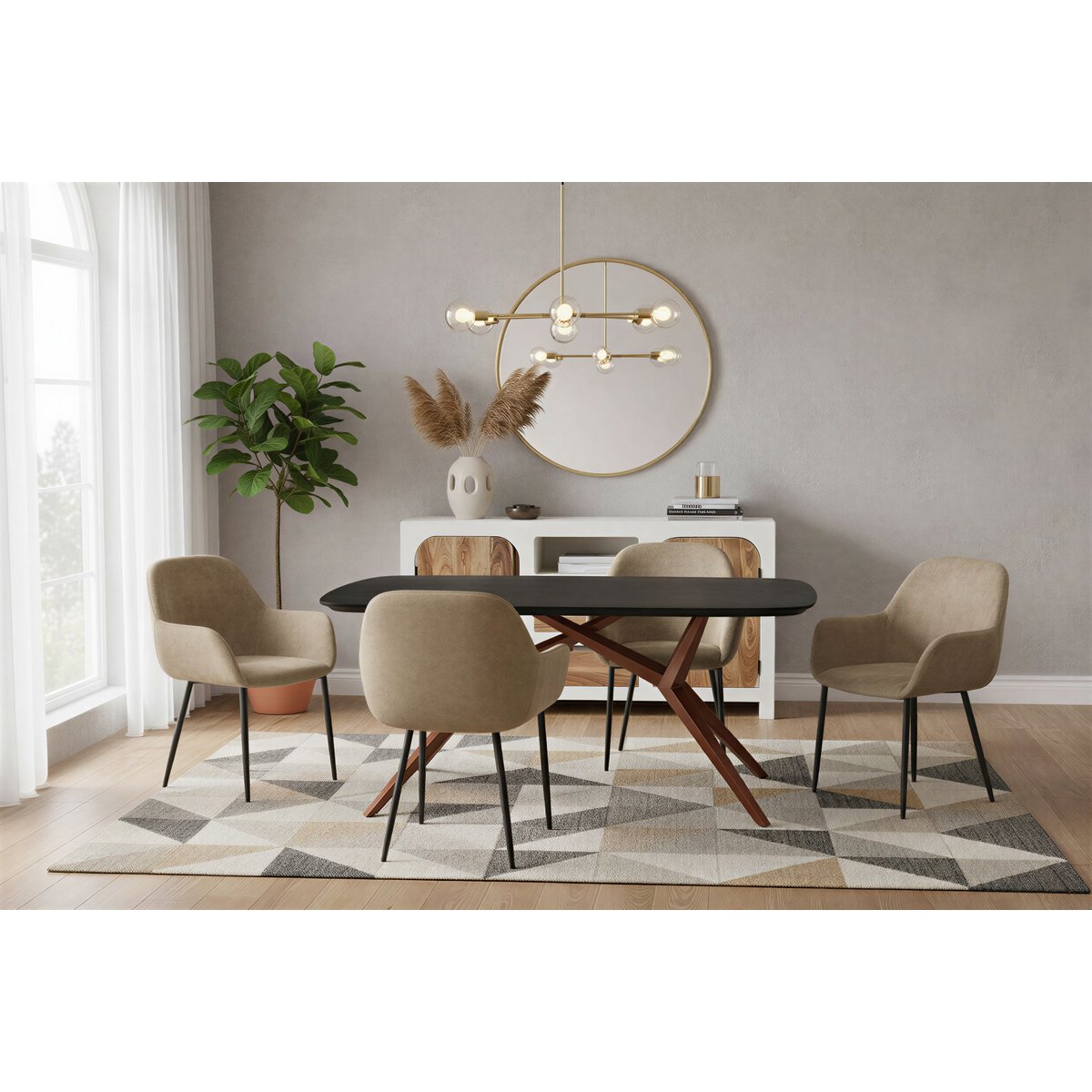 Eettafel 220x100 cm, Mango blad, stalen frame in antiek bruin