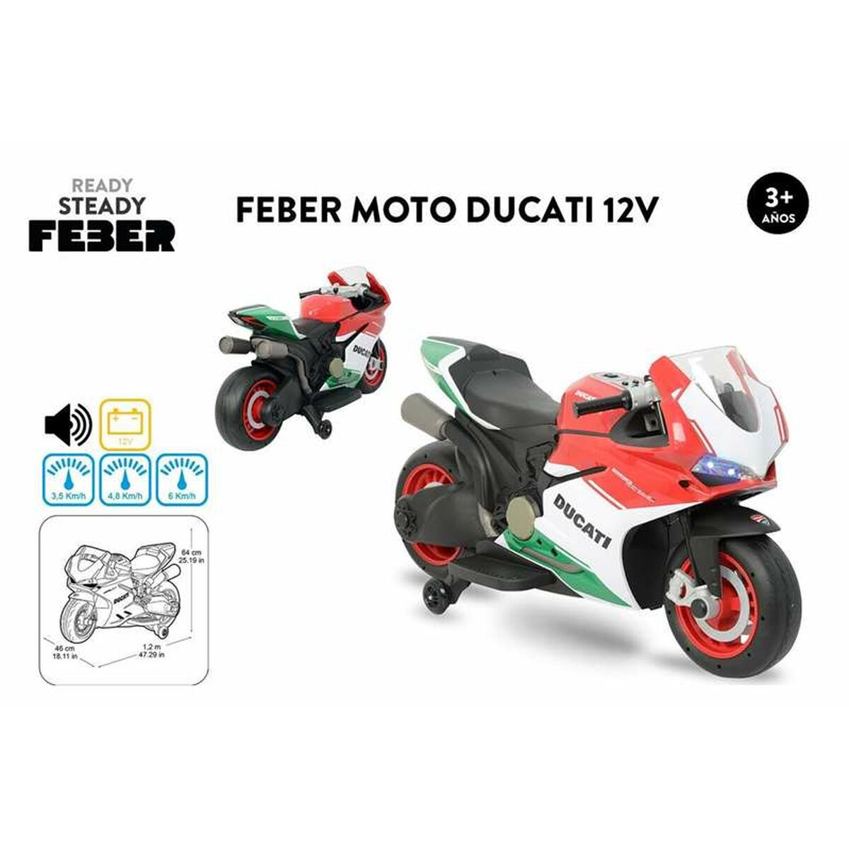 Elektrische scooter voor kinderen Feber Ducati 12 V