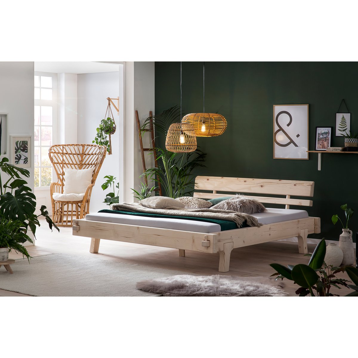 Balkenbed van sparrenhout 140x200 cm