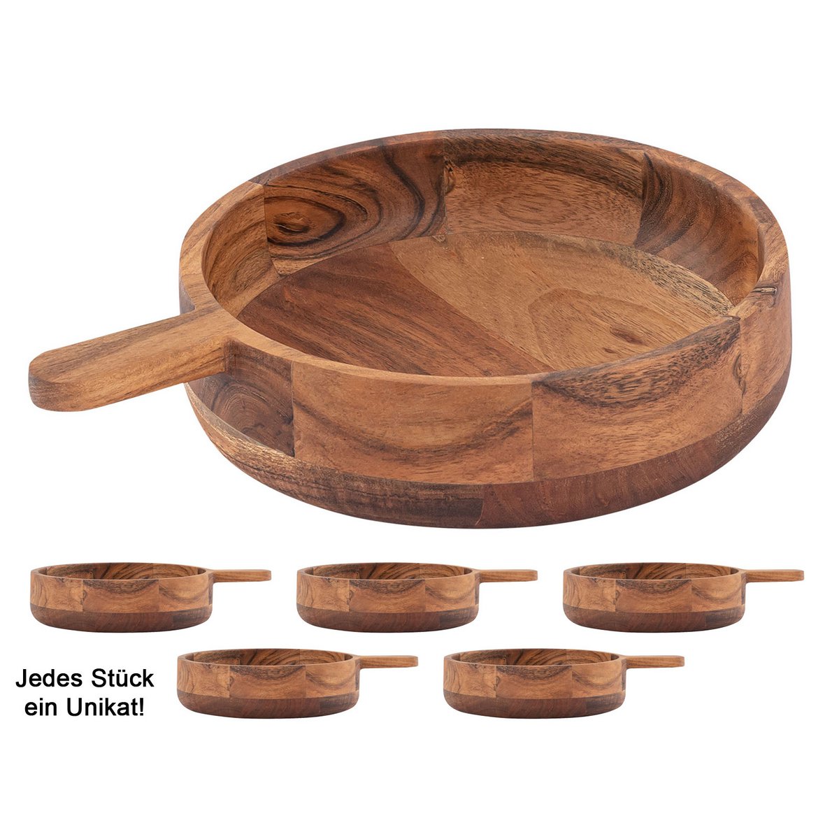 Houten pan decoratie pan master box 6-delige hout 32x25 cm kom acacia solide acacia
