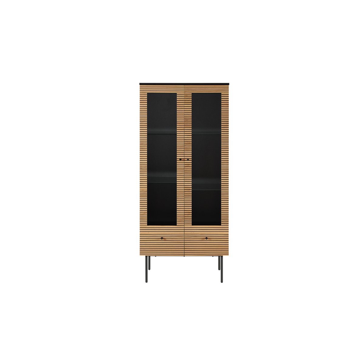 Vitrine 2 deuren eiken echt houtfineer