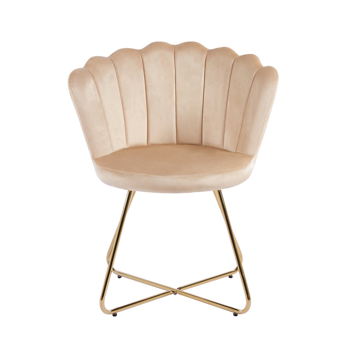 Fluwelen schelpstoelenset van 2 beige