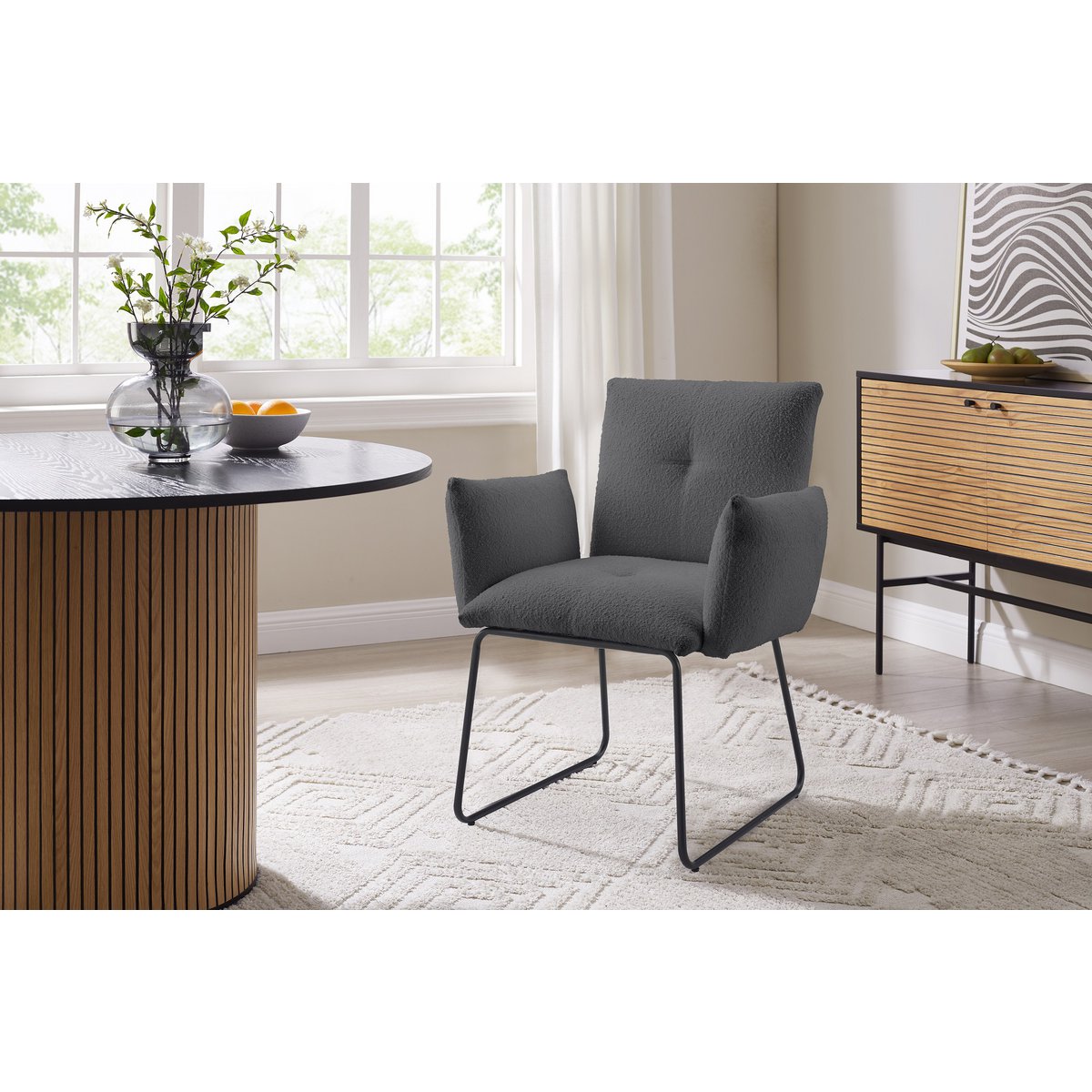 Fauteuil Bouclé stof antraciet