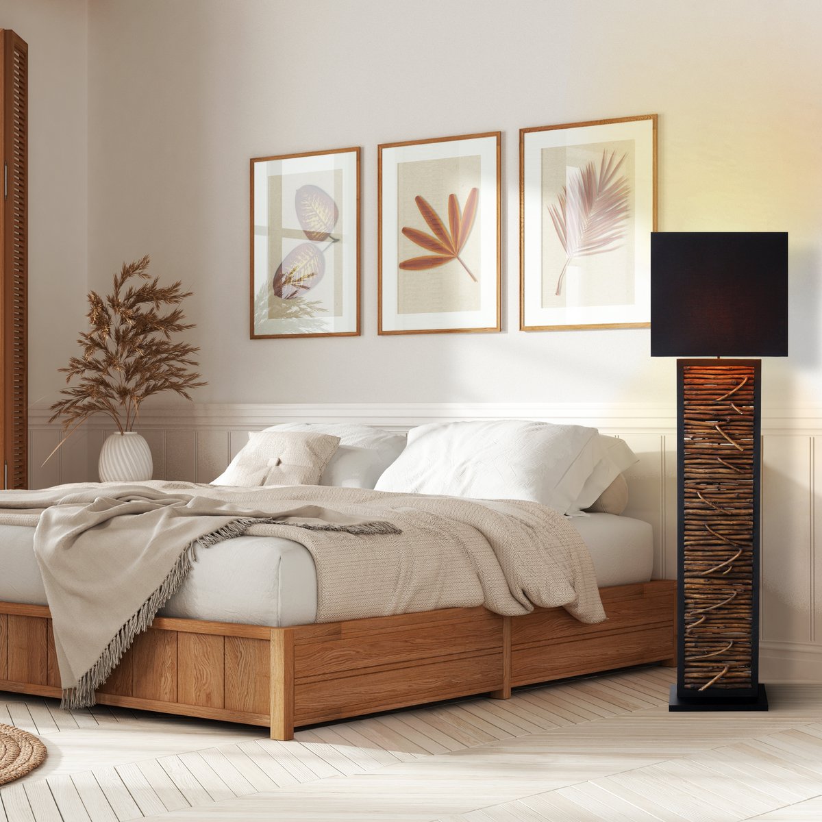 Vloerlamp drijfhout naturel/zwart 163 cm