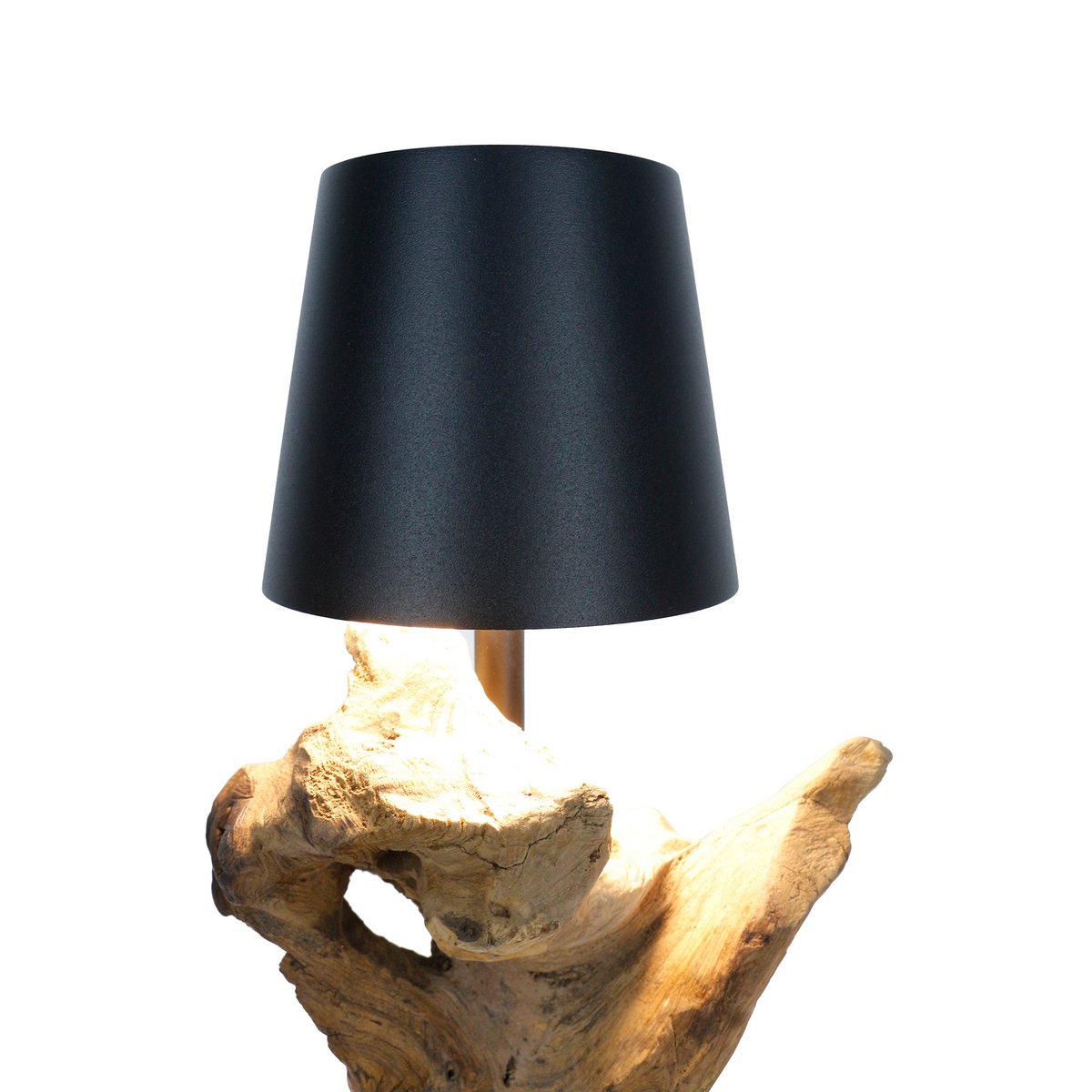 Tafellamp 29 cm naturel/zwart met LED batterij