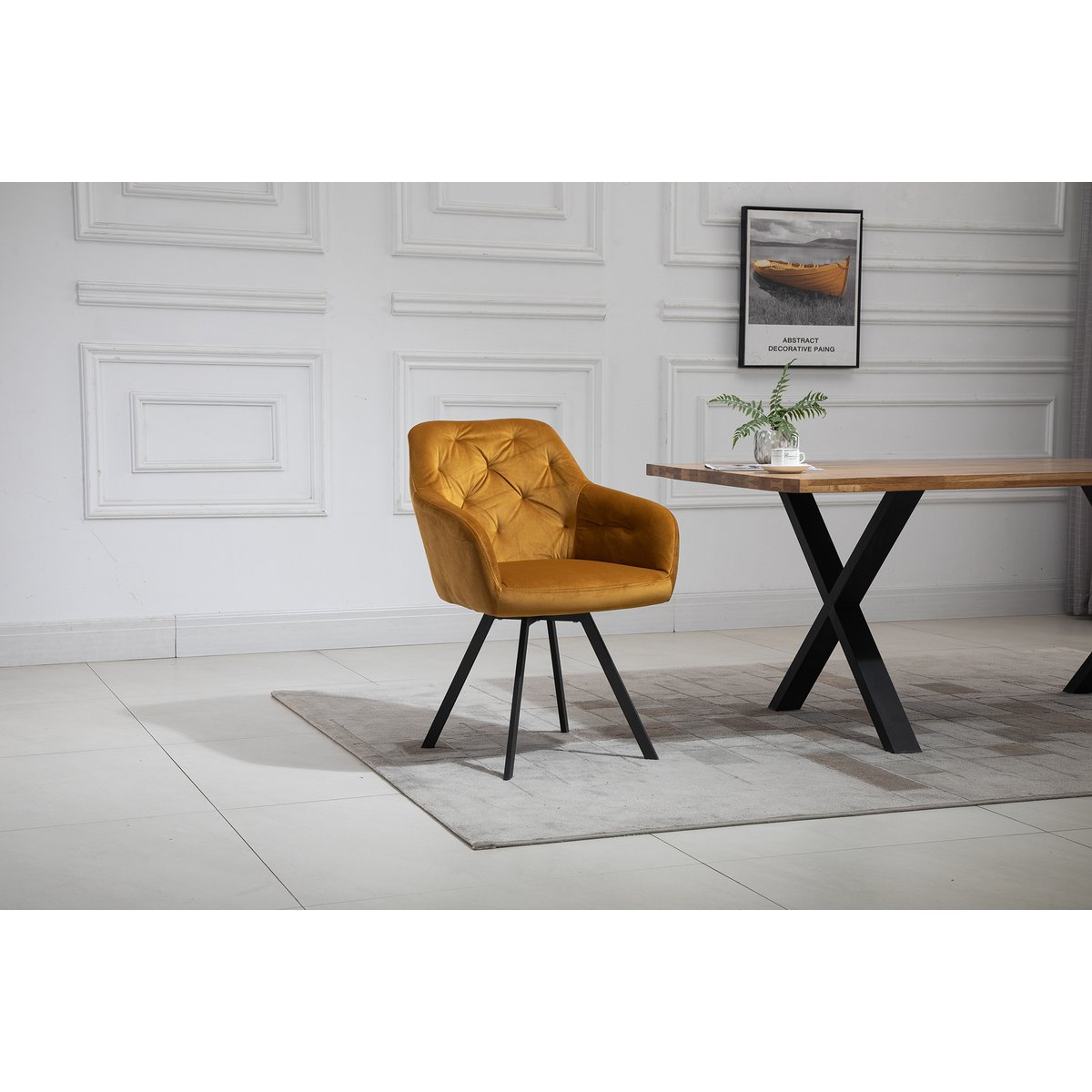 Fauteuil met 360° draaifunctie Mosterdgeel
