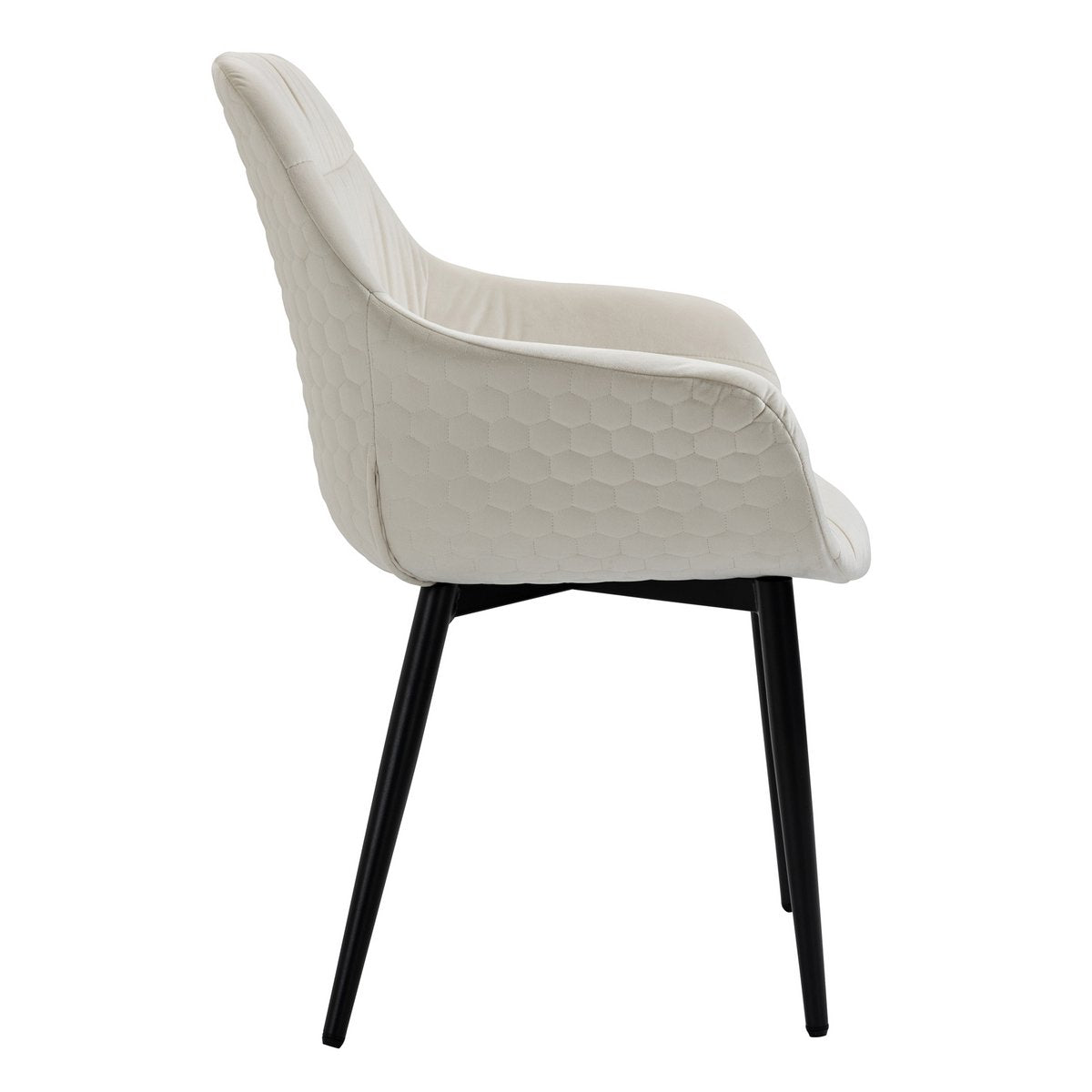 Fauteuil met honingraatstiksel in crème fluweel