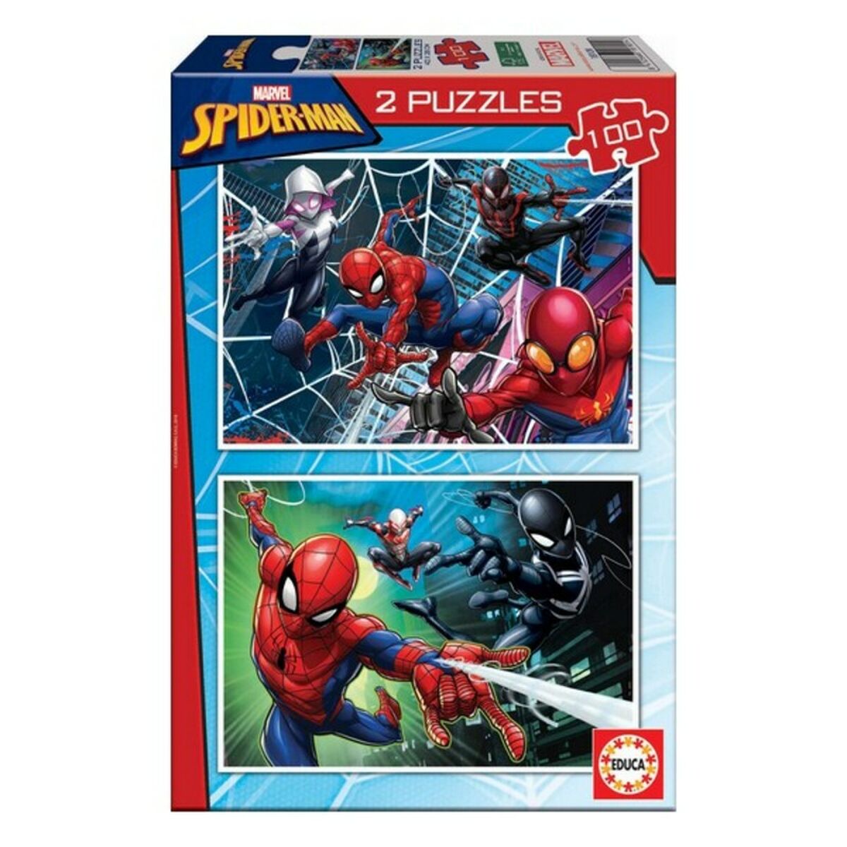 Set van 2 Puzzels   Spider-Man Hero         100 Onderdelen 40 x 28 cm