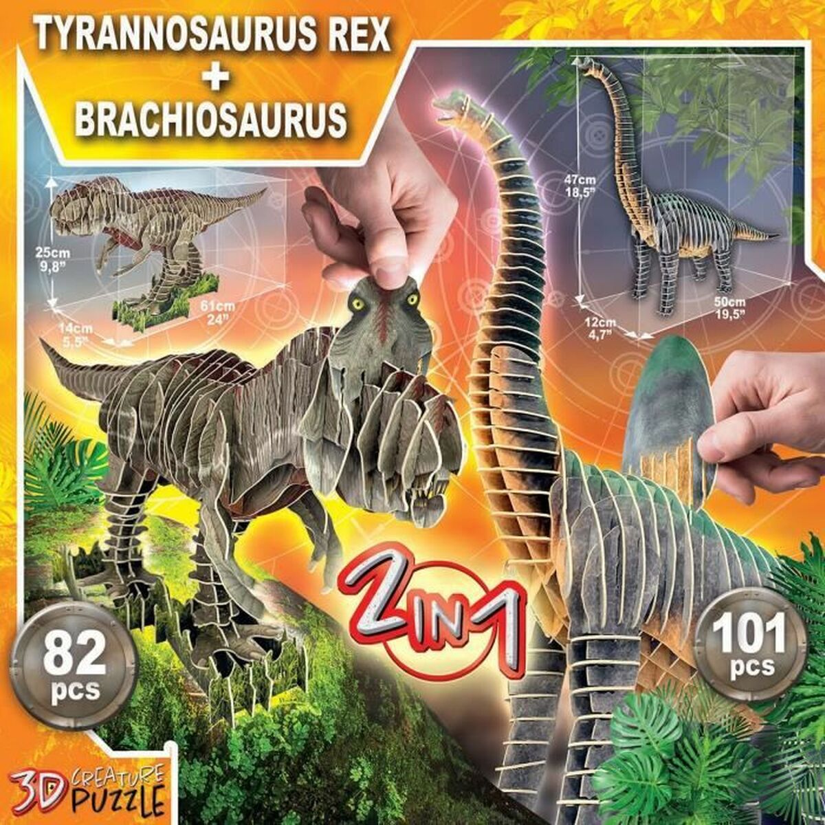 3D puzzel Educa Puzzel x 2 Dinosaurussen