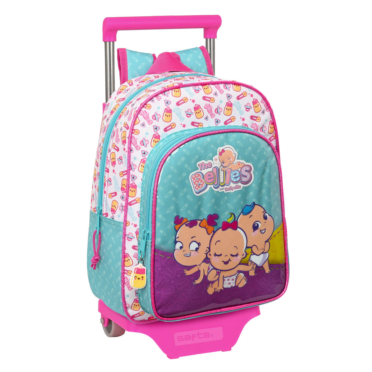 Schoolrugzak met Wielen The Bellies 26 x 34 x 11 cm Paars Turkoois Wit