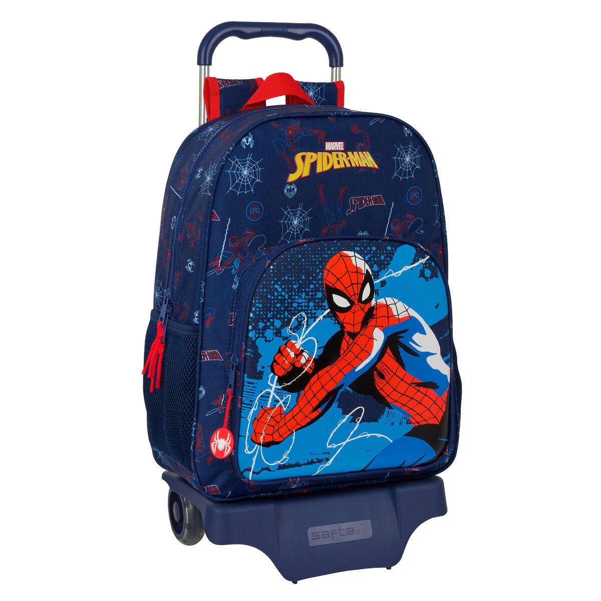 Schoolrugzak met Wielen Spider-Man Neon Marineblauw 33 x 42 x 14 cm