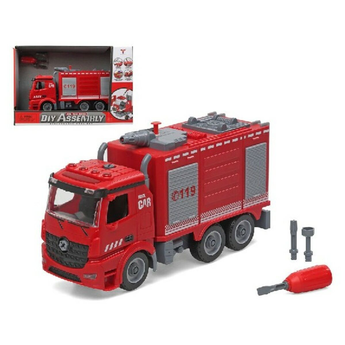 Brandweerwagen met licht en geluid Diy Assembly 37 x 25 cm (37 x 25 cm)