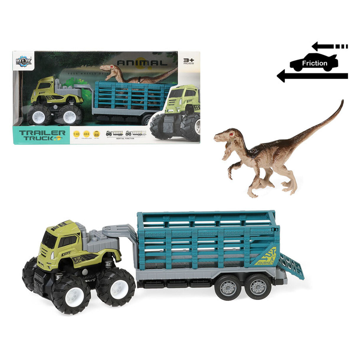 Vrachtwagen Dinosaurus 30 x 15 cm