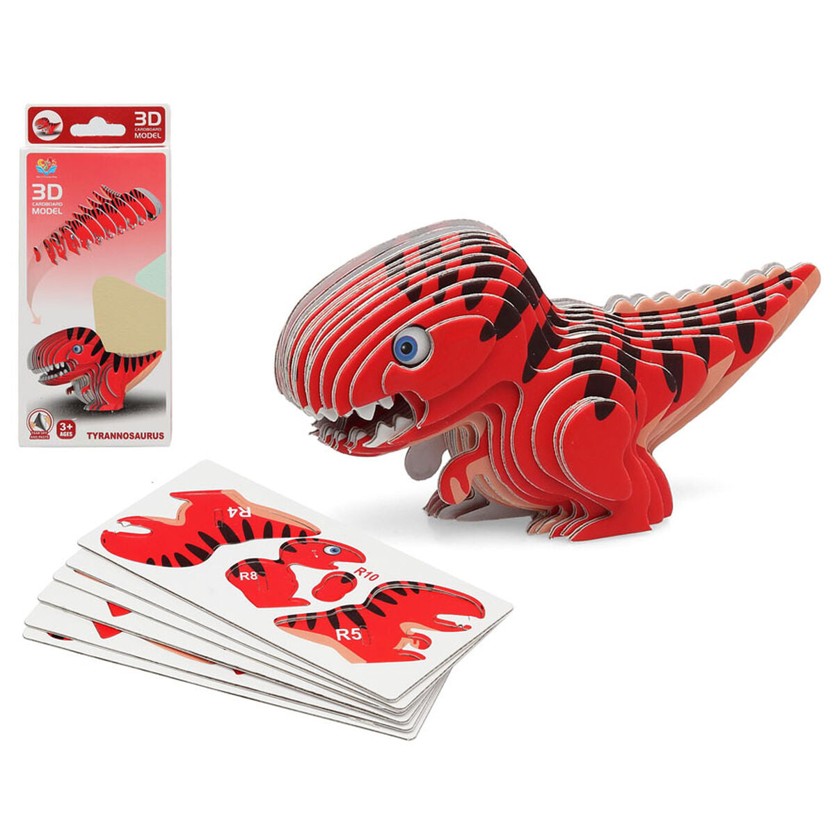 3D puzzel Dino 18 x 8 cm Rood