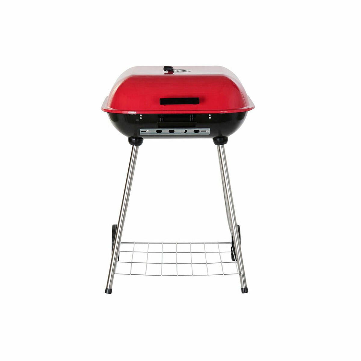 Houtskoolbarbecue met Deksel en Wielen DKD Home Decor Rood Zwart Metaal Staal 30 x 40 cm 60 x 57 x 80 cm (60 x 57 x 80 cm)