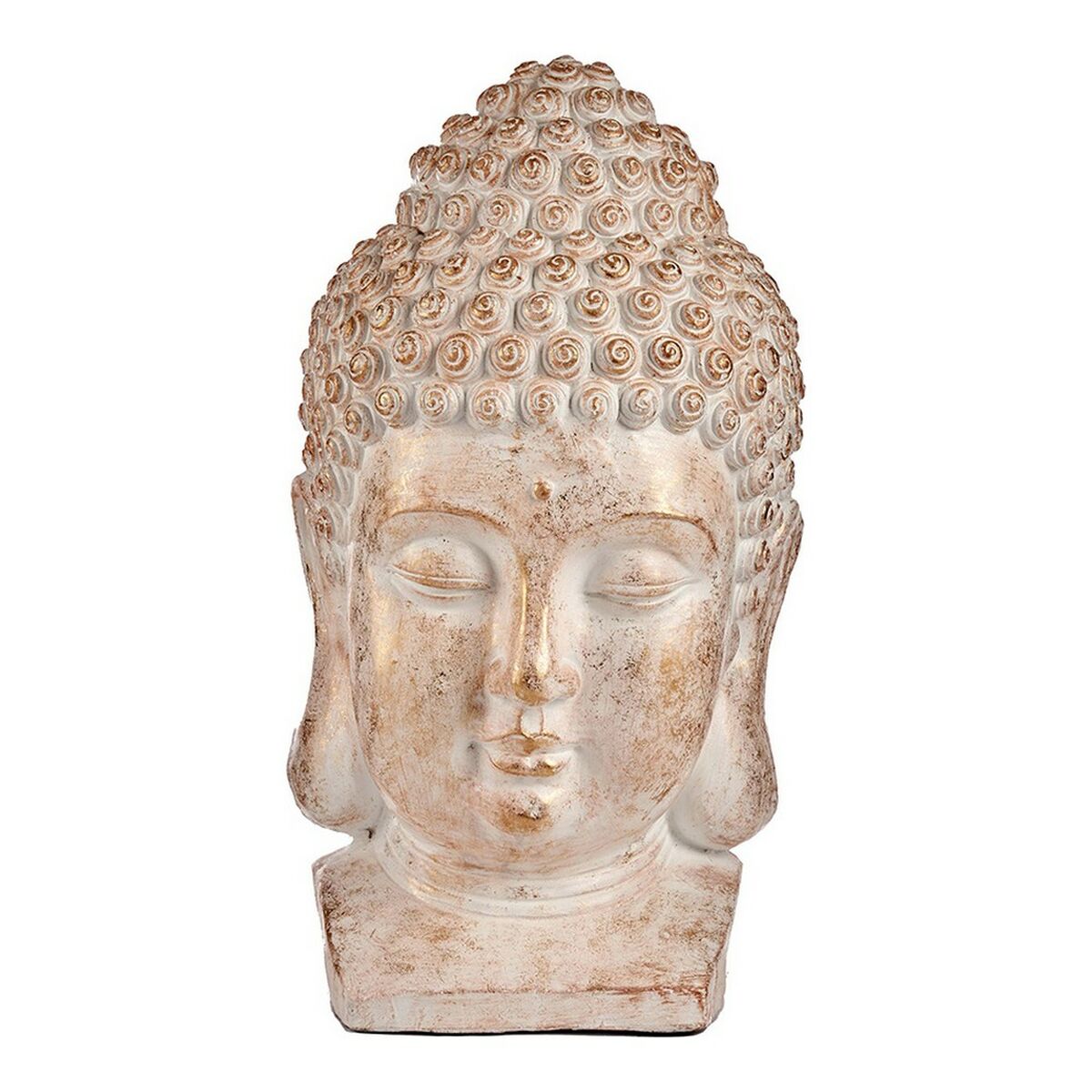 Decoratief tuinfiguur Boeddha Kop Wit/Goud Polyresin (35 x 65,5 x 38 cm)