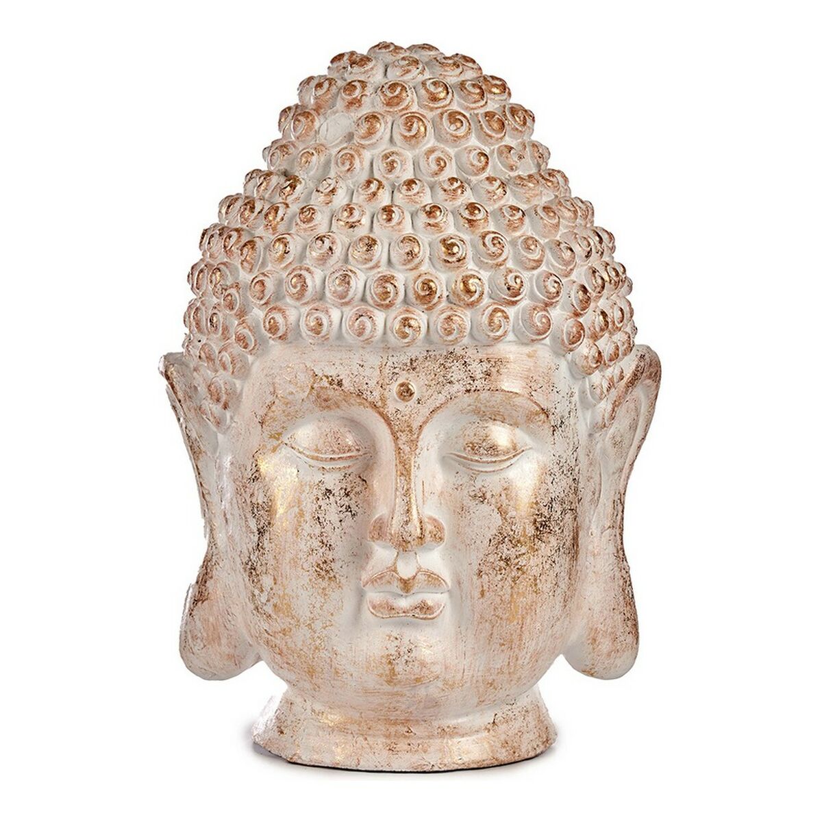 Decoratief tuinfiguur Boeddha Kop Wit/Goud Polyresin (31,5 x 50,5 x 35 cm)