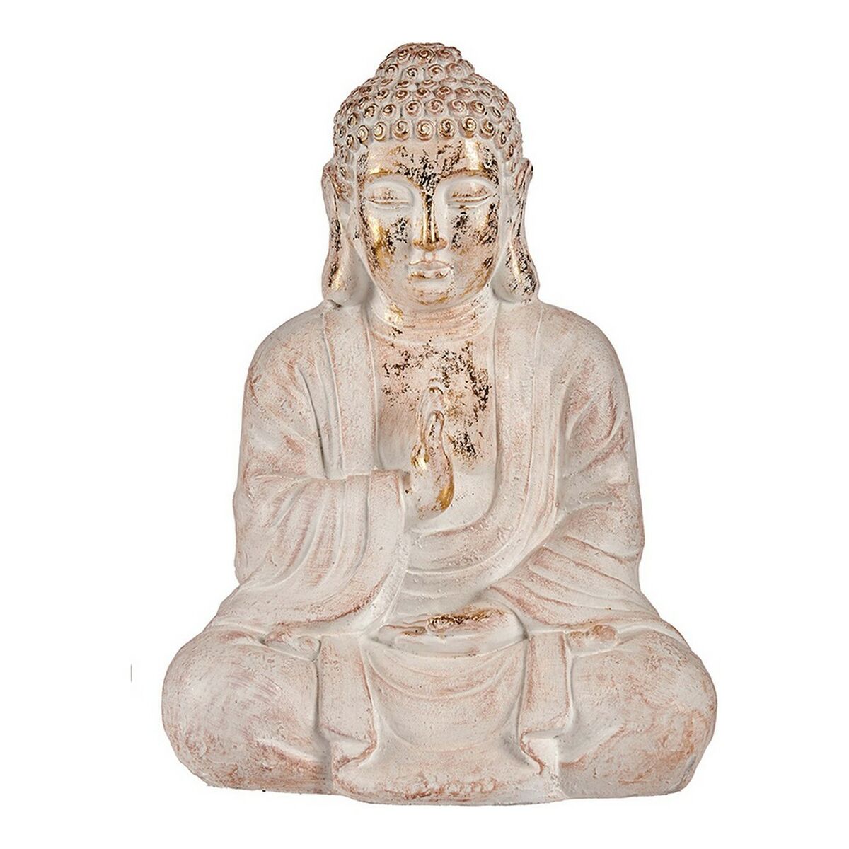 Decoratief tuinfiguur Boeddha Wit/Goud Polyresin (23,5 x 49 x 36 cm)