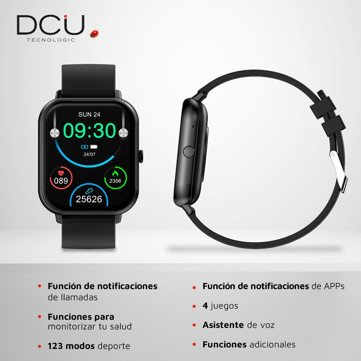 Smartwatch DCU CURVED GLASS PRO 1,83" Zwart