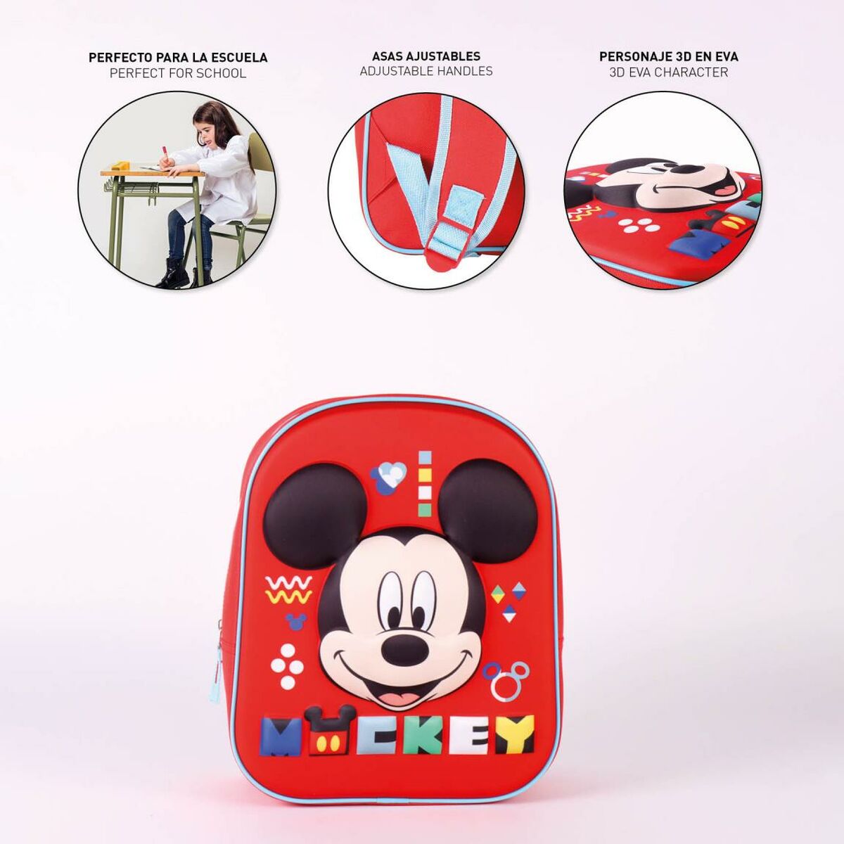 Schoolrugzak Mickey Mouse Rood (25 x 31 x 10 cm)