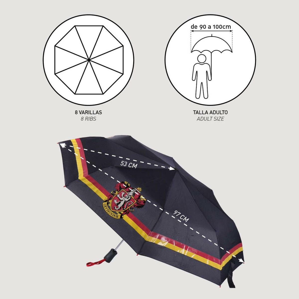 Opvouwbare Paraplu Harry Potter 97 cm Zwart
