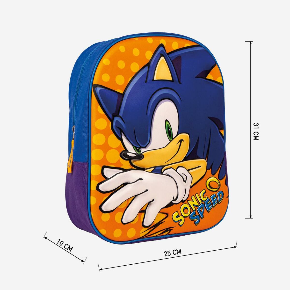 3D-schoolrugzak Sonic Oranje Blauw 25 x 31 x 9 cm