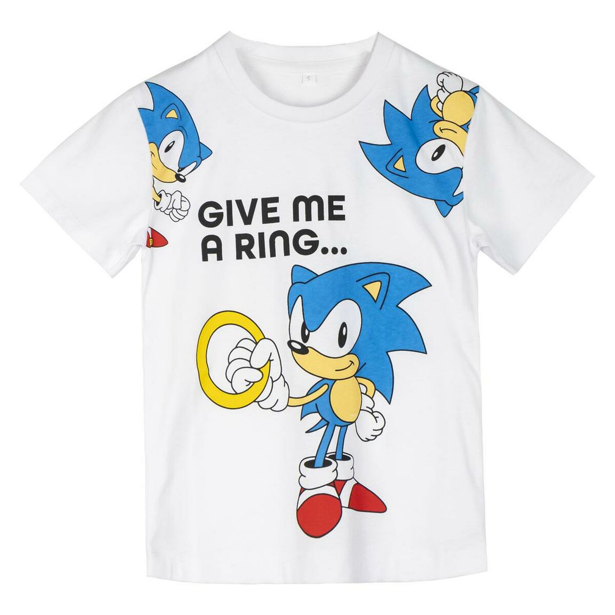 T-Shirt met Korte Mouwen voor kinderen Sonic Wit