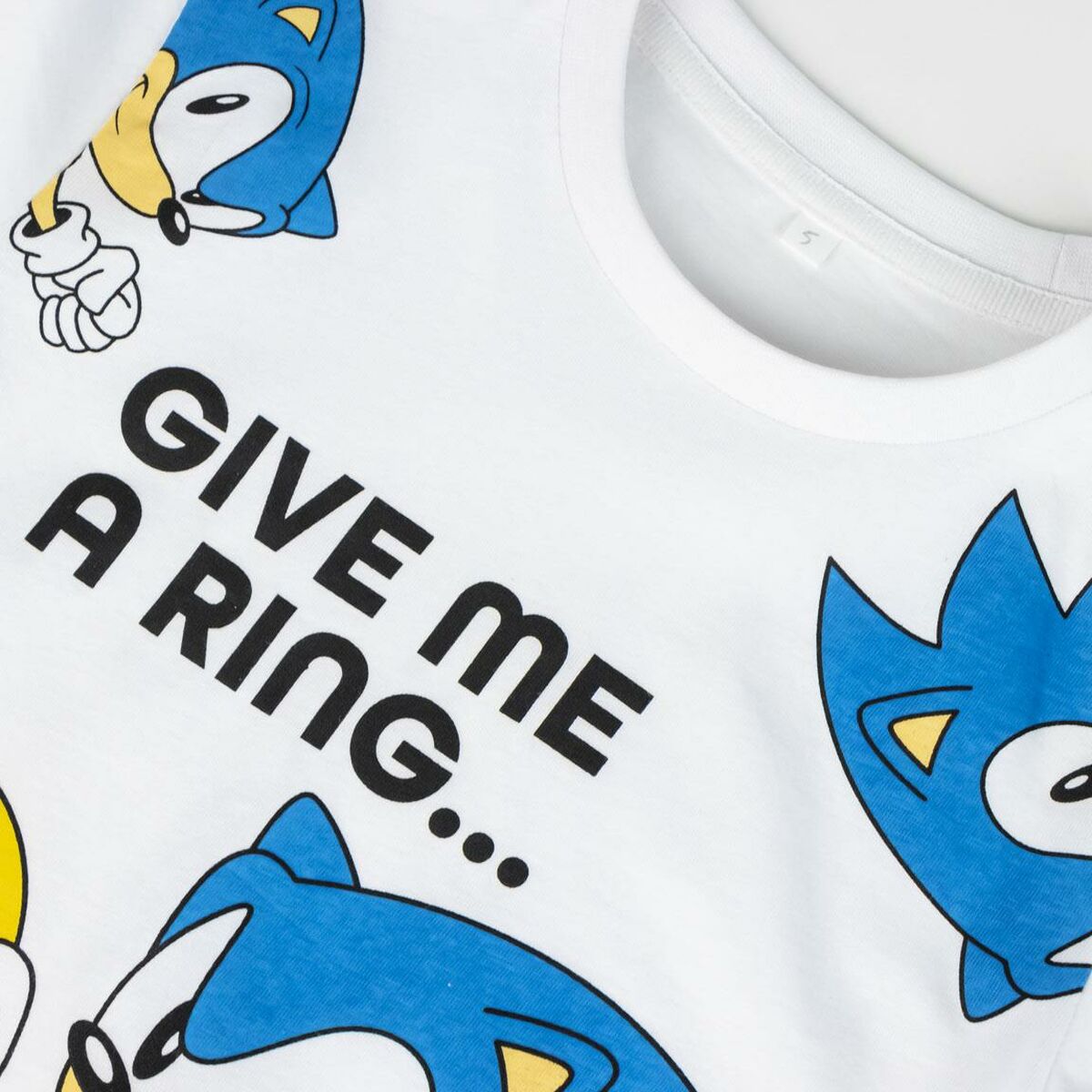 T-Shirt met Korte Mouwen voor kinderen Sonic Wit