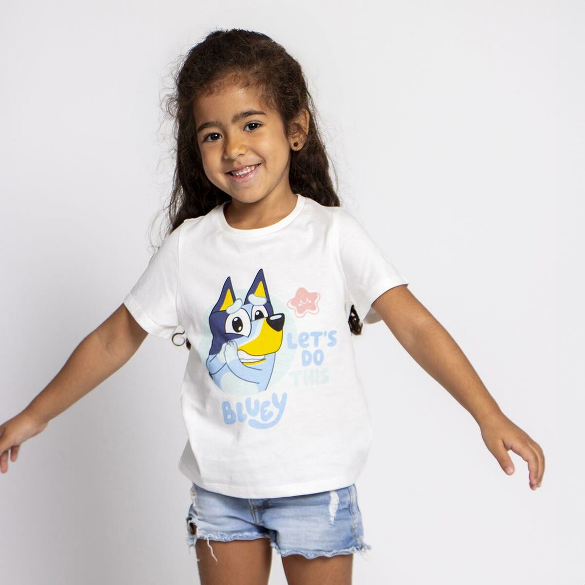 T-Shirt met Korte Mouwen voor kinderen Bluey Wit